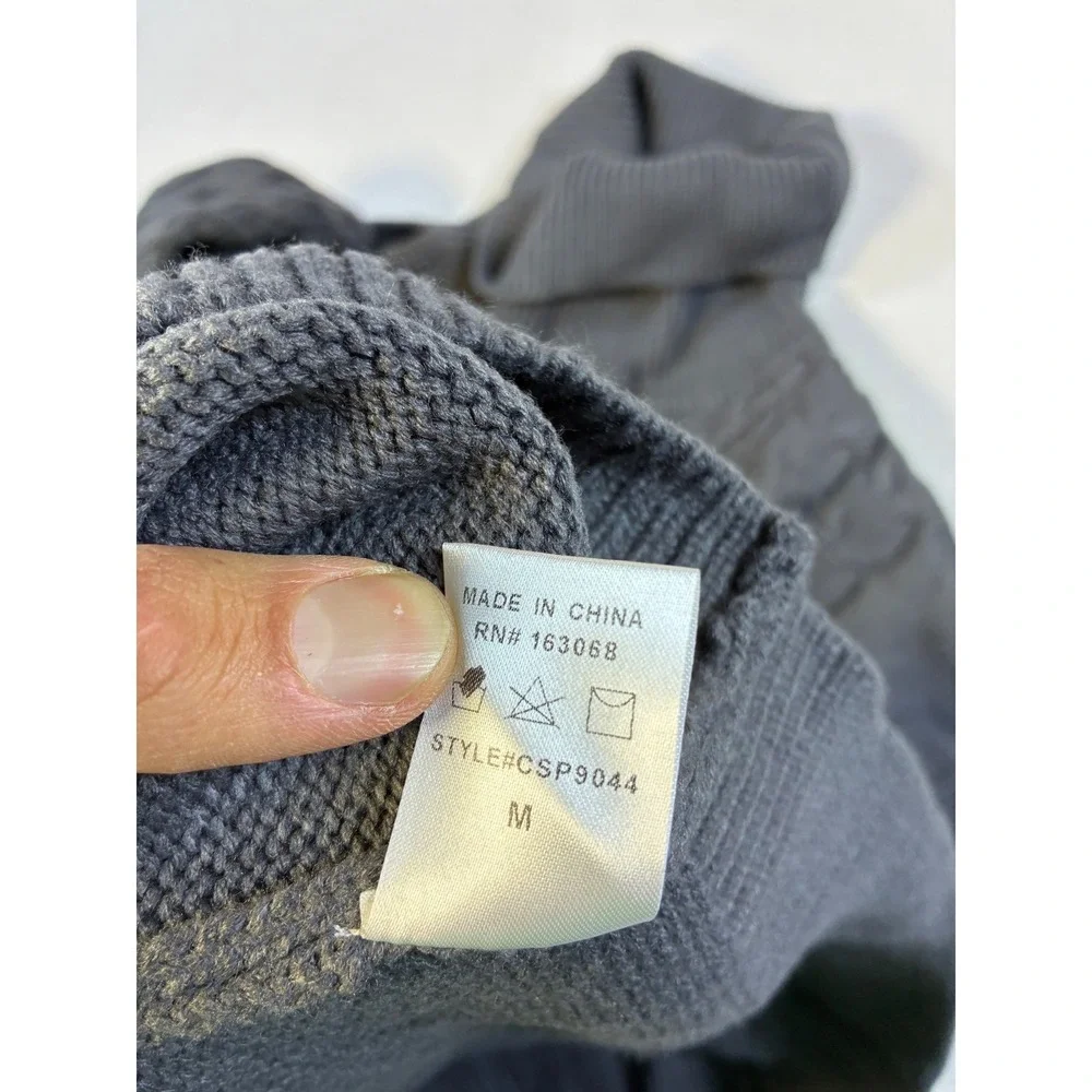 SPLA Gray Cable Knit Turtleneck Sweater Size Medium Heavyweight Pullover‎